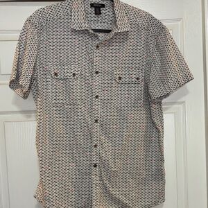 Kenneth Cole Reaction Fish Patterned Mens Shirt medium
